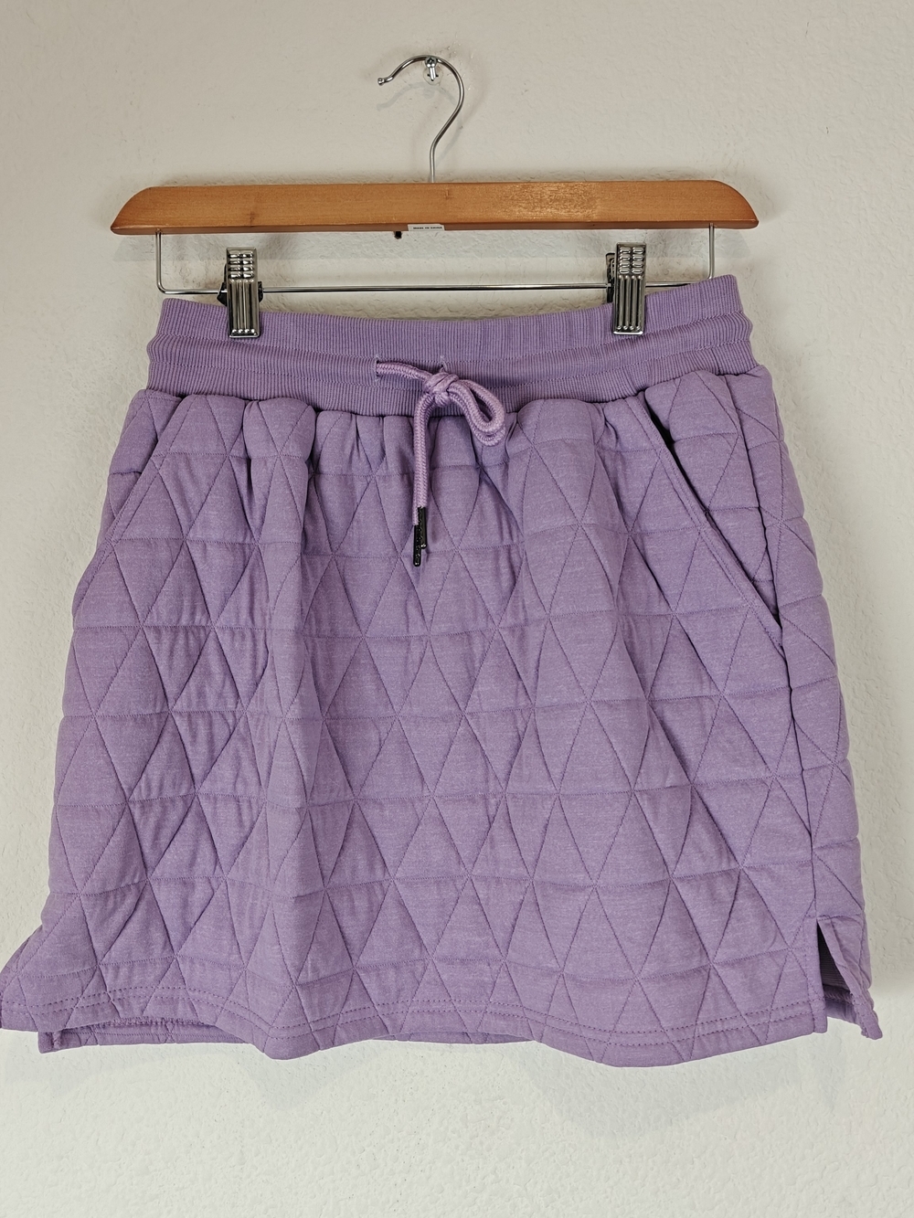 Entro Lavender Quilted Triangle Mini Skirt Cozy Chic Drawstring S